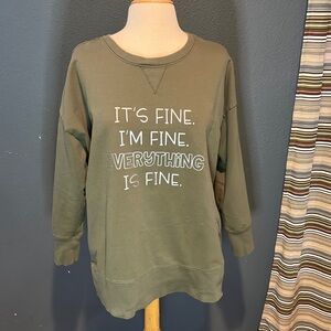 Women’s Crew Neck Hi-low Sweatshirt ‘it’s fine I’m fine everything’s fine’